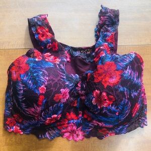 PINK Lace Padded Wire Bralette Floral Maroon Size Medium